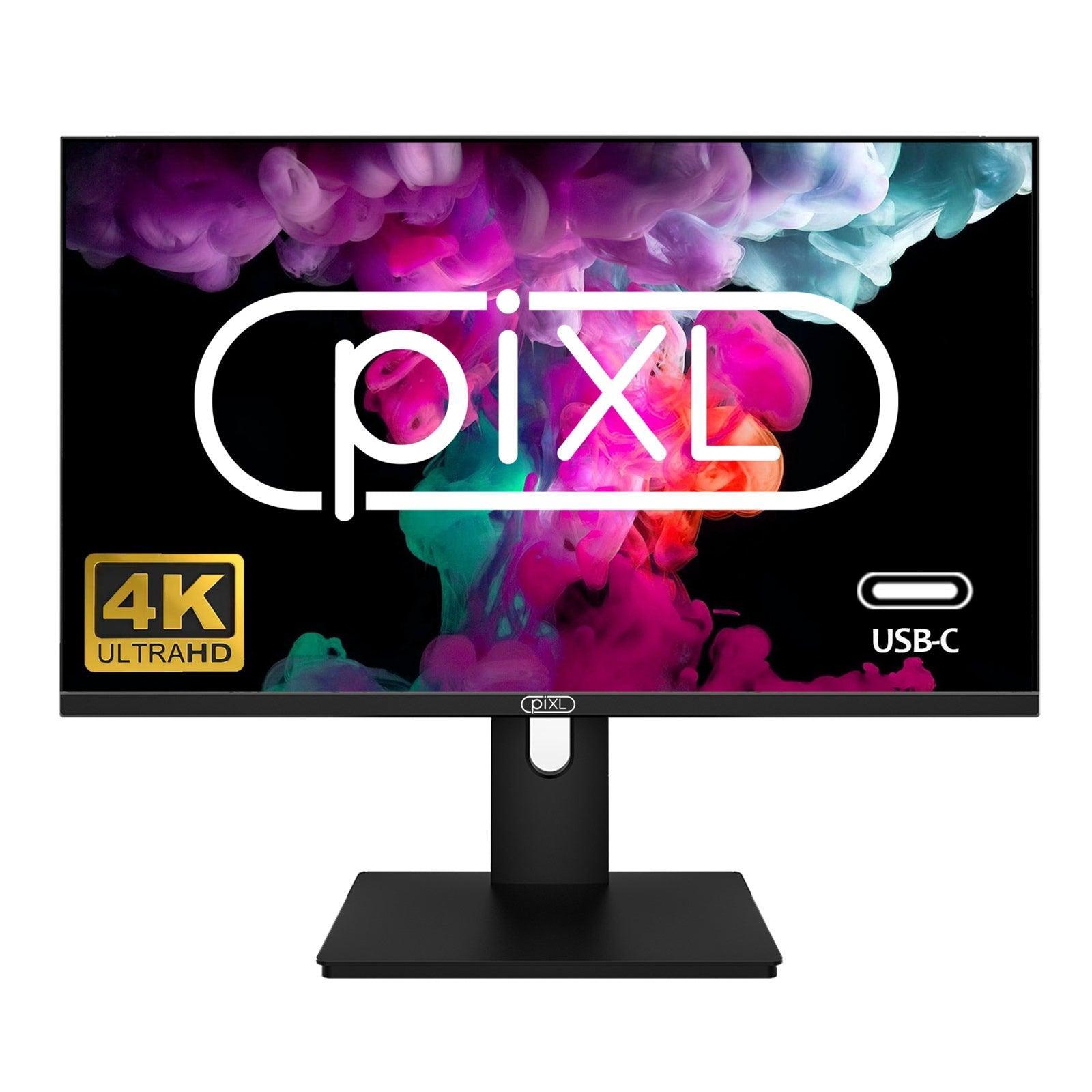 piXL PX27UDH4K 27 Inch Frameless IPS Monitor, 4K, LED Widescreen, 5ms Response Time, 60Hz Refresh, HDMI, Display Port, 2x USB-A+, USB-B+, USB-C 16.7 Million Colour Support, VESA Mount, Black Finish-PCR Business Solutions Ltd